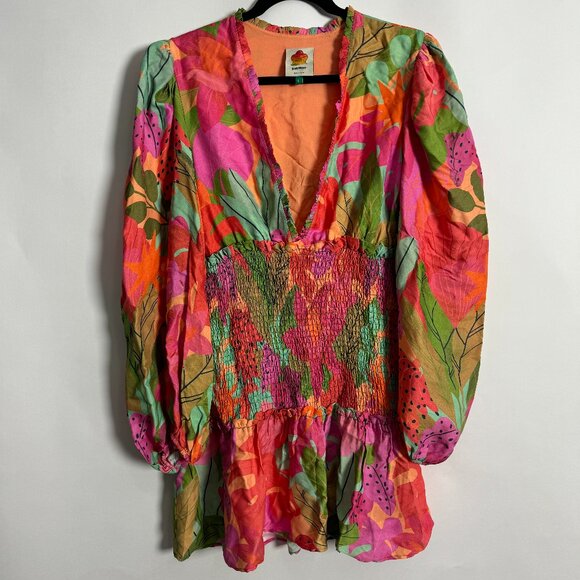 NEW FARM RIO SWEET FOREST LONG SLEEVE MINI DRESS LARGE 🌸🌹🌺 - Picture 4 of 6